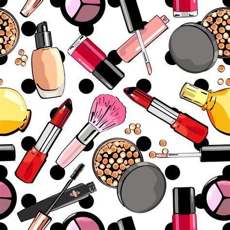 Seamless Pattern With Makeup Products Cosmetics 363696 Vector Art At