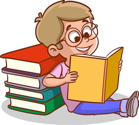 Niños leyendo libro niños estudiando con un libro ilustración vectorial