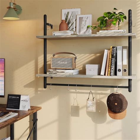 Bestier Pipe Shelf Industrial Floating Shelving 31 Kitchen Wall