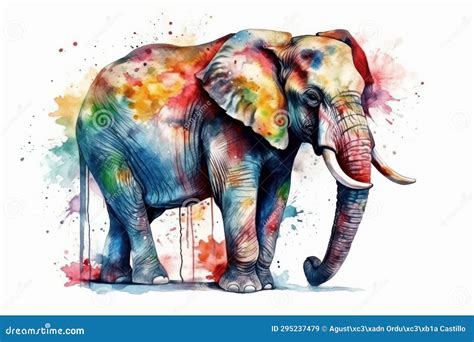 Watercolor Drawing of a Large Elephant. Stock Illustration ...