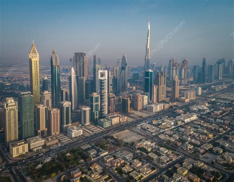 Aerial view of Burj Khalifa Tower, Dubai, UAE - Stock Image - F039/2574 ...