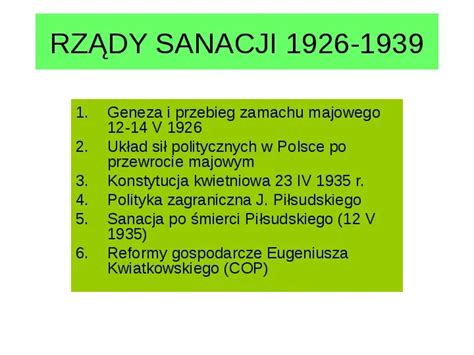 Prezentacja rządy sanacji 1926 1939 Świat prezentacji