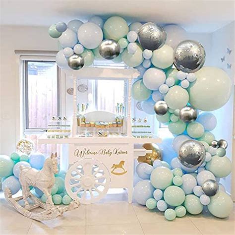 108 Pcs Blue Silver Balloon Garland Kit Macaron Metallic Balloon Arch