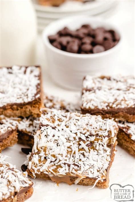 Samoa Cookie Bars Butter With A Side Of Bread