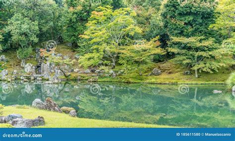 Panoramic View Of Sogenchi Garden At Tenryu Ji Temple Gardens Stock