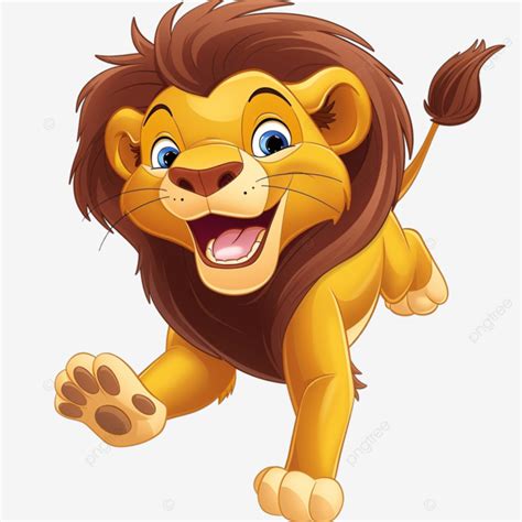 Laughing Lion Cartoon Running, Laughing, Happy, Cheerful PNG ...