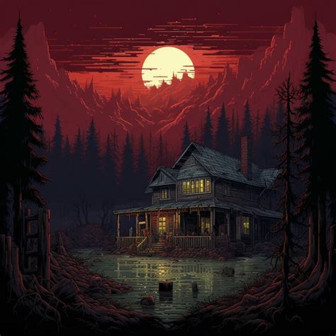 Premium AI Image | A horror Hose pixel art on a wallpaper