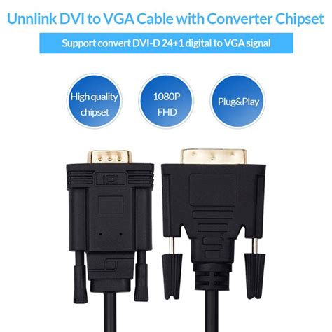 Wonderful Unnlink Active DVI To VGA Adapter FHD 1080P 60 DVI D 24 1 To