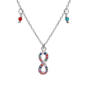 Collier En Argent Rhodi Cha Ne Avec Pendentif Infini Empierr S Et