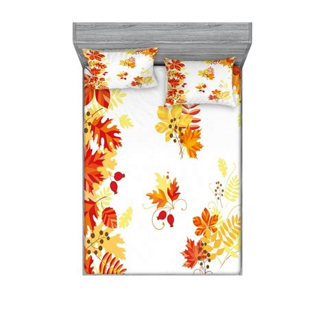 Fall Bedding Set With Sheet And Covers Autumn Themed Pattern Chestnut