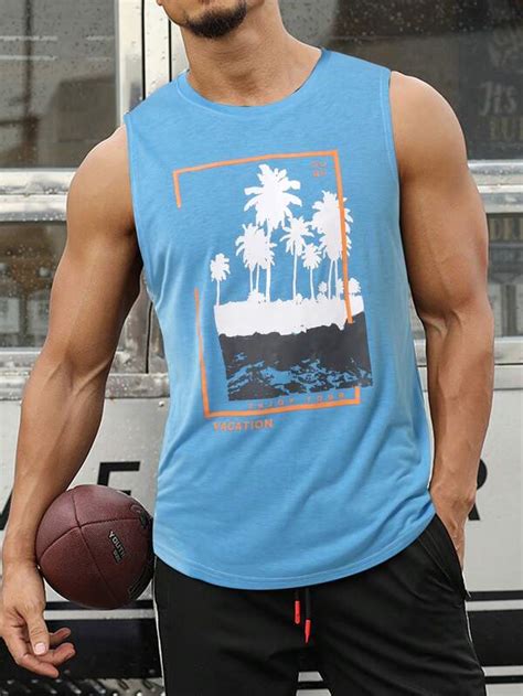 Manfinity RSRT Men Tropical Letter Graphic Tank Top SHEIN USA