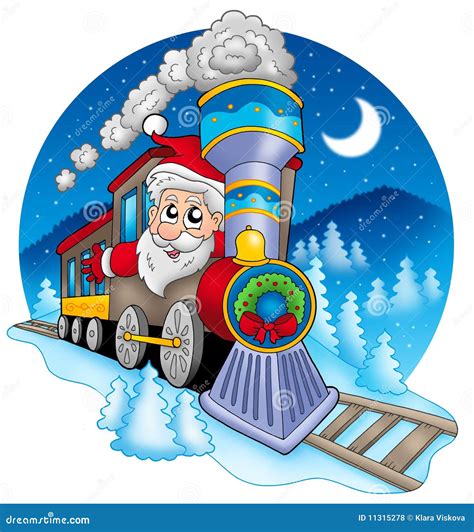 Santa Claus In Train Stock Illustration Illustration Of Evening 11315278