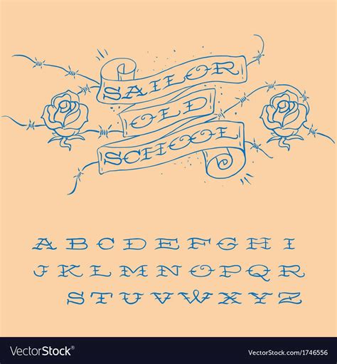 Old School Styled Tattoo Alphabet Set Vector Image On Vectorstock Artofit