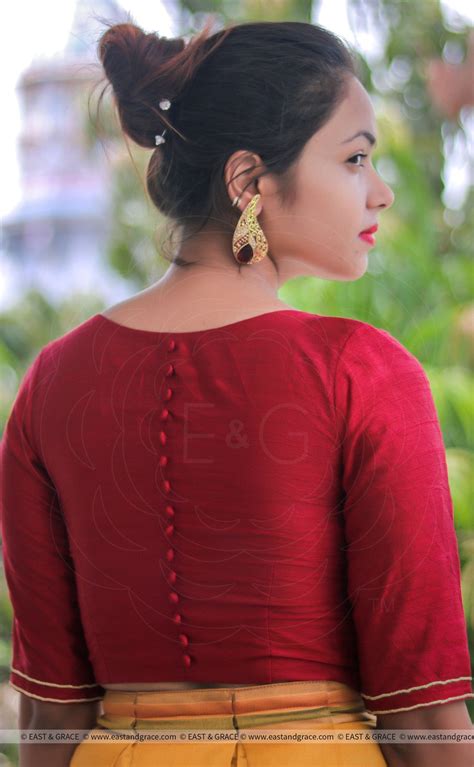 Dark Red Raw Silk Blouse East And Grace