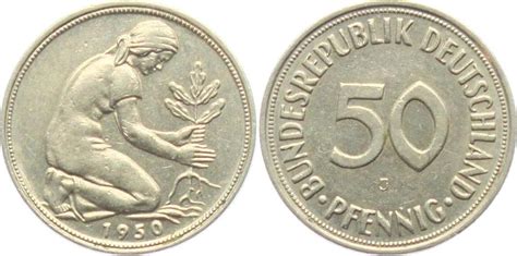 50 Pfennig 1950 J BRD Bundesrepublik Deutschland Vz MA Shops