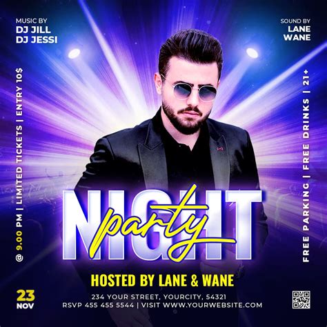 Night party animated poster template with Spark light background | GEC ...