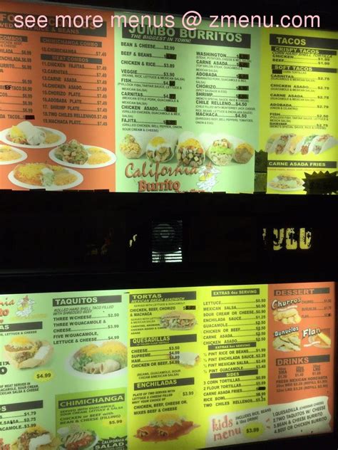 Menu At California Burrito Restaurant Des Moines