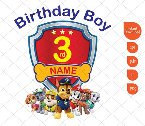 Free Birthday Boy Paw Patrol Svg For Cricut Preview Birthday Cut Files Svg