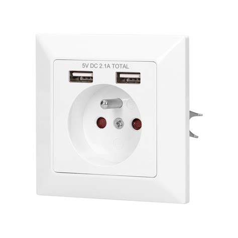 Prise murale encastrée 3680W avec 2 ports USB ORNO Leroy Merlin