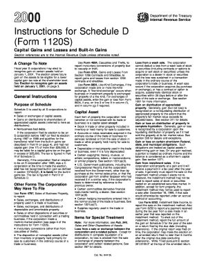 Fillable Online Instructions For S Schedule D Capital Gains