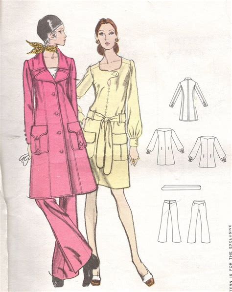 1970 Vintage Vogue Sewing Pattern B36 Dress Coat Top Etsy