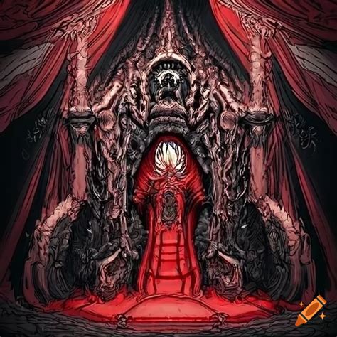 Illustration Of A Red And Black Storybook Throne Room On Craiyon