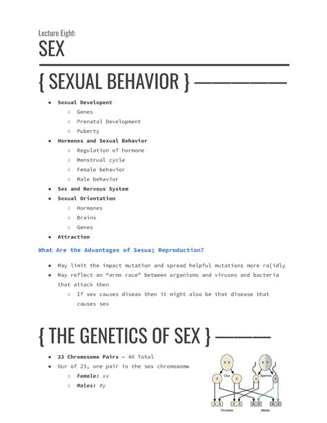 Sex Lecture Notes Sex And Homeostasis Lecture Eight Sex { Sexual Behavior } ————— Sexual