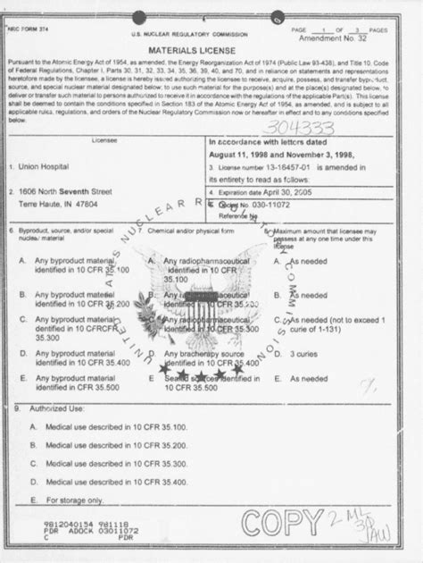 Fillable Online Matls Licensing Package For Amend 32 To License 13