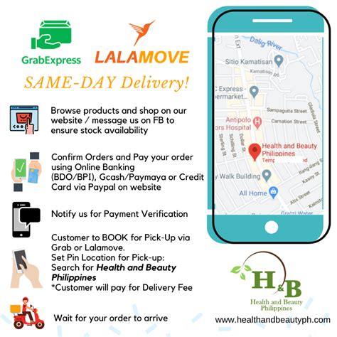 Same Day Delivery via Grab or Lalamove - Health and Beauty Philippines