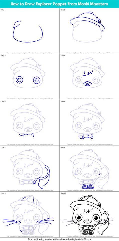 How To Draw Explorer Poppet From Moshi Monsters Moshi Monsters Step