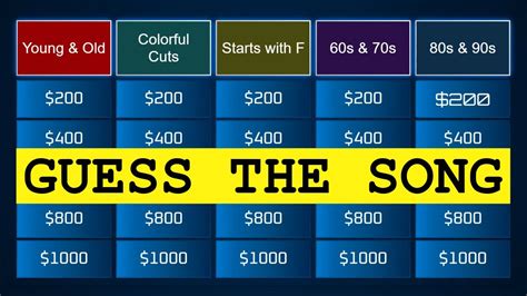 Guess The Song Jeopardy Style Quiz 37 YouTube