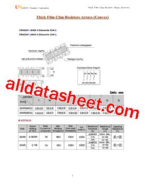 CRA024R 데이터시트 PDF UNIOHM CORPORATION