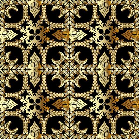 Textured Gold 3d Twisted Ropes Seamless Pattern Tapestry Floral Vector