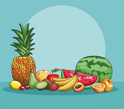 Frutas Dibujadas A Mano Vector Premium