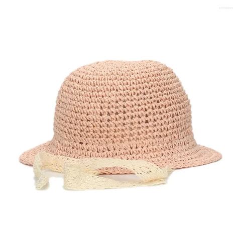 2023 Fashion Lady Ribbon Straw Hat Wide Brim Sun Visor Panama Boater Floppy Bucket Cap For