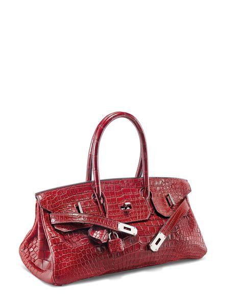 SAC BIRKIN SHOULDER I EN CROCODILE POROSUS MAT ROUGE H GARNITURE