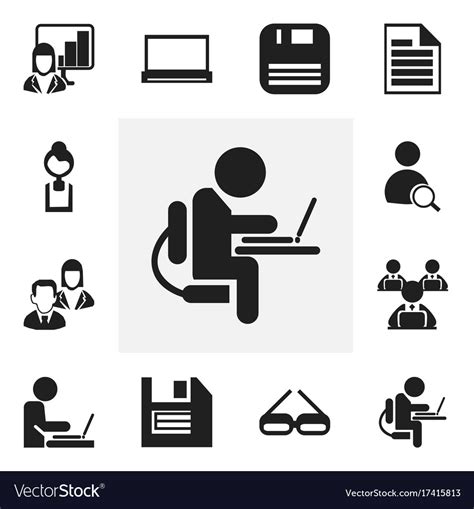 Set of 12 editable office icons includes symbols Vector Image