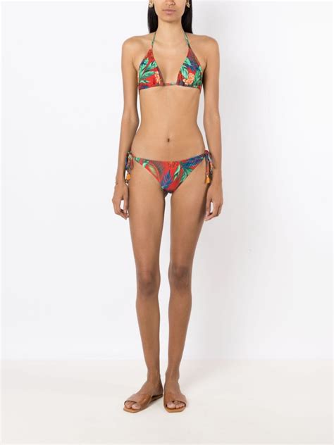 Lygia Nanny Maya Botanical Print Triangle Bikini Red Farfetch