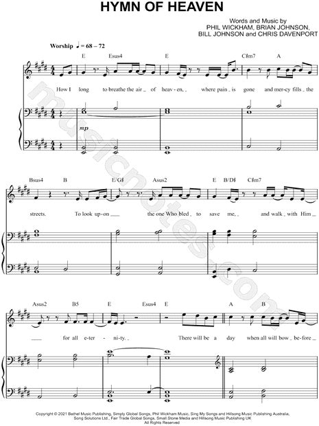 Phil Wickham Hymn Of Heaven Sheet Music In E Major Transposable