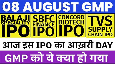 Concord Biotech Ipo Gmp Sbfc Finance Ipo Gmp Today Tvs Supply Chain