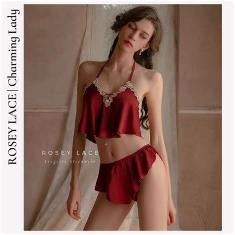 Jual Roseylace Sleepwear Sexy Lingerie Pajamas Piyama Satin Premium