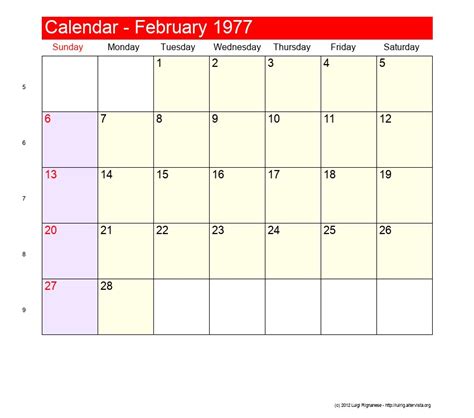 February 1977 Roman Catholic Saints Calendar