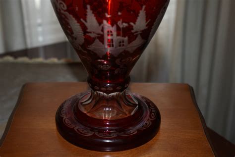 Ruby Red Egermann Cut Glass Vase Czech Bohemian Collectors Weekly