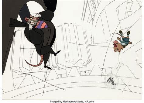 The Great Mouse Detective Ratigan And Olivia Production Cel Setup Lot