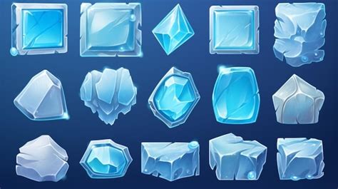 Premium Vector A Collection Of Frozen Ice Cubes With Different Shapes