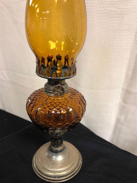 Amber Glass Hurricane Lamp