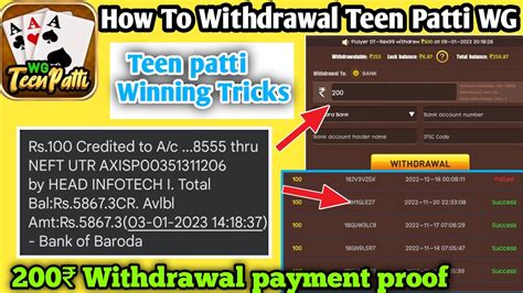 How To Withdrawal Cash In Teen Patti Wg Teen Patti Wg Game