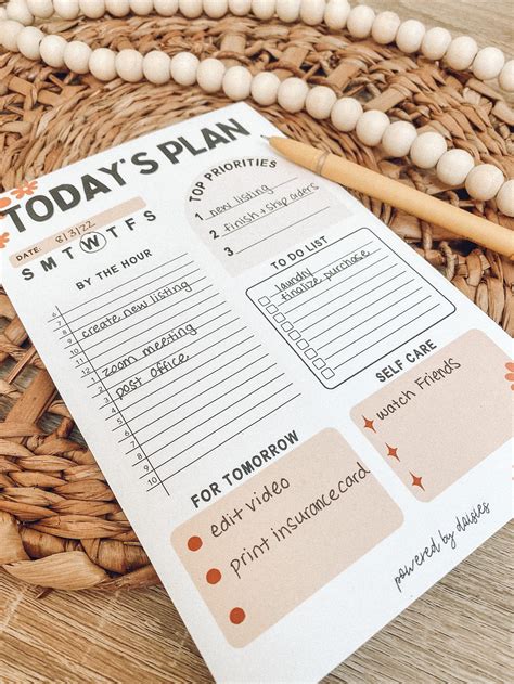 Daily Planner Notepad To Do List Notepad 50 Sheet Planner Etsy