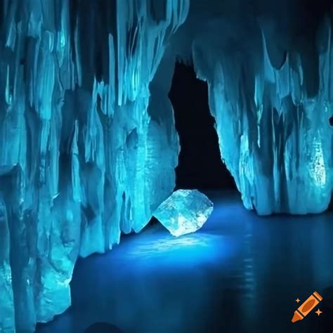 Image Of A Blue Glowing Crystal Cave On Craiyon