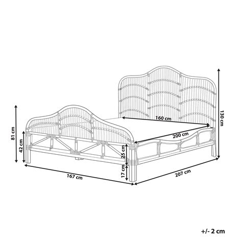 Letto Matrimoniale Rattan Color Legno Chiaro 160 X 200 Cm DOMEYROT